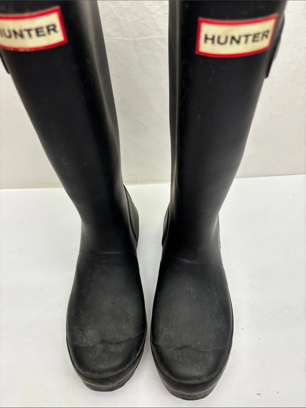 Hunter Black Knee-High Waterproof Rain Boots, SZ 5 for big girl 1(BA)
